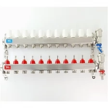 Коллектор для теплого пола 12 контуров в сборе распеределительный с расходометрами 1"x3/4" VIEIR