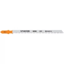 STAYER T301CD, полотна для эл/лобзика, HCS, по дереву, Т-хвостовик, шаг 3мм, 90мм, 2шт, STAYER Professional