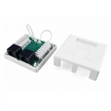 Розетка компьютерная RJ-45(8P8C) Hyperline SB1-2-8P8C-C5e-WH , категория 5e, двойная, внешняя, Dual IDC