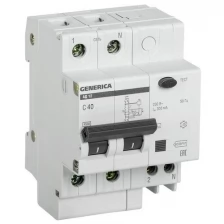 Дифавтомат IEK GENERICA 2P 40А (C) 4.5кА 300мА (AC), MAD15-2-040-C-300