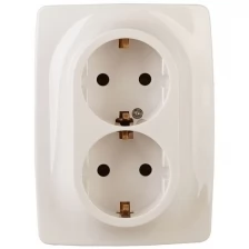 Розетка Эра 12 2X2P+E Schuko 16A-250В IP20 Ivory 12-2108-02 / Б0036443