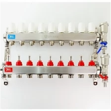Коллектор для теплого пола 9 контуров в сборе распеределительный с расходометрами 1"x3/4" VIEIR