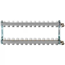 805R, 13 выходов. Коллекторная группа из нержавеющей стали с отсечными клапанами, термостатическими клапанами и дренажными клапанами.