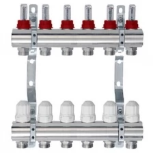 Коллекторная группа с расходомерами 1никелированная латунь, 6 вых. TIM арт. KD006